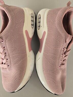 size 7 =38 Women’s Pink White Knit Lace Up Low Top Athletic Sneaker Rubber